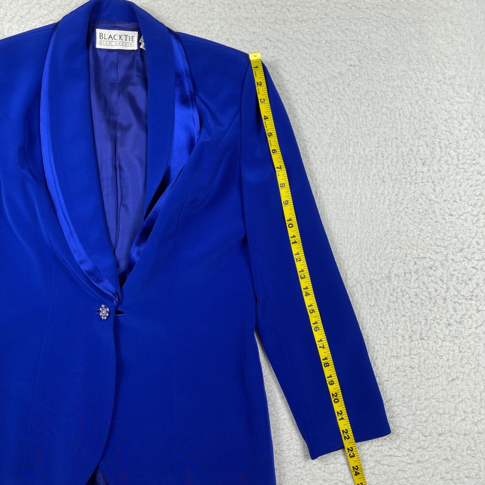 Oleg Cassini Black Tie Dress Set Womens‎ 6 Blue Maxi Gown Jacket Rhinestone - Picture 10 of 14